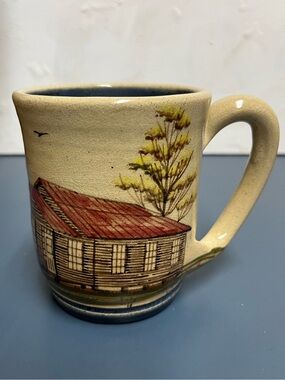 Winton Rosa Eugene Signed Art Pottery Cowpens Mug Farm Scene #4